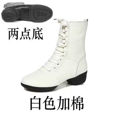 Generic 2023 Womens Sailor Dance Boots Soft Sole Autumn Winter White color plus cotton (two points at the end)