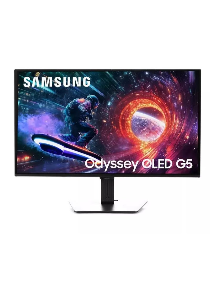 [LS27FG502SMXUE] شاشة سامسونج أوديسي OLED G5 للألعاب 27 بوصة 2k QHD 2560x1440، HDR10، معدل تحديث 180Hz، زمن استجابة 0.03ms، Free Sync، متوافقة مع G-Sync، 2x منفذ HDMI 2.1 - أسود