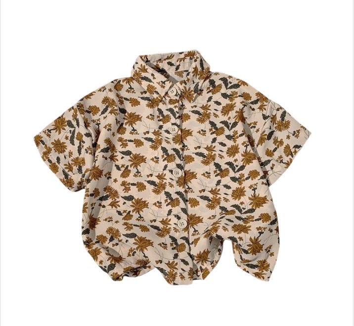 Children's Summer Shirt Children's 2025 Summer New Short-sleeved Children's Wear Duffy Handsome Men's Children's Wear Vacation Fashion in Hong Kong - Image 1