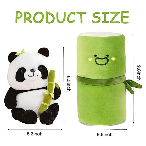 Shapeazy Cute Panda Plush Toy with Bamboo Cover Kawaii Panda Stuffed Toy Animal Panda Plush Doll Pillow for Kids Funny Birthday Gift 98in - Image 5
