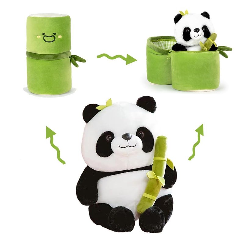 Shapeazy Cute Panda Plush Toy with Bamboo Cover Kawaii Panda Stuffed Toy Animal Panda Plush Doll Pillow for Kids Funny Birthday Gift 98in - Image 3