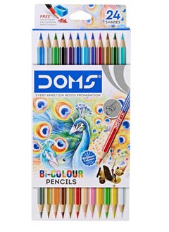 DOMS Doms Super Smooth Bi Colour Pencil- 24 Pencils Assorted  - Image 1