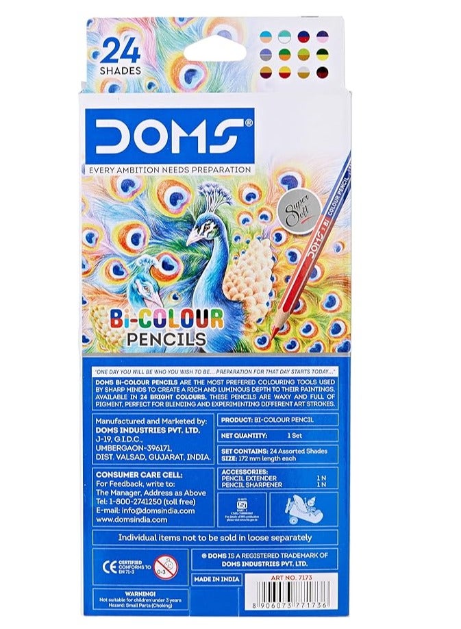 دومس قلم رصاص ثنائي اللون فائق النعومة من دومز- 24 قلم رصاص متنوع - Image 2
