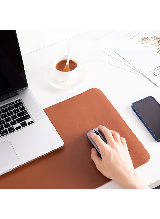 Generic - Printed Logo Embossed Custom Leather Table Mat Non-slip Waterproof Writing Mat Oversized Mouse Mat Office Table Mat-Color:[Stitching] 70*35-Pattern:[Single Face Velvet Bottom] Nude Color - Image 1