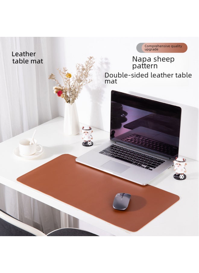 Generic - Printed Logo Embossed Custom Leather Table Mat Non-slip Waterproof Writing Mat Oversized Mouse Mat Office Table Mat-Color:[Stitching] 70*35-Pattern:[Single Face Velvet Bottom] Nude Color - Image 1