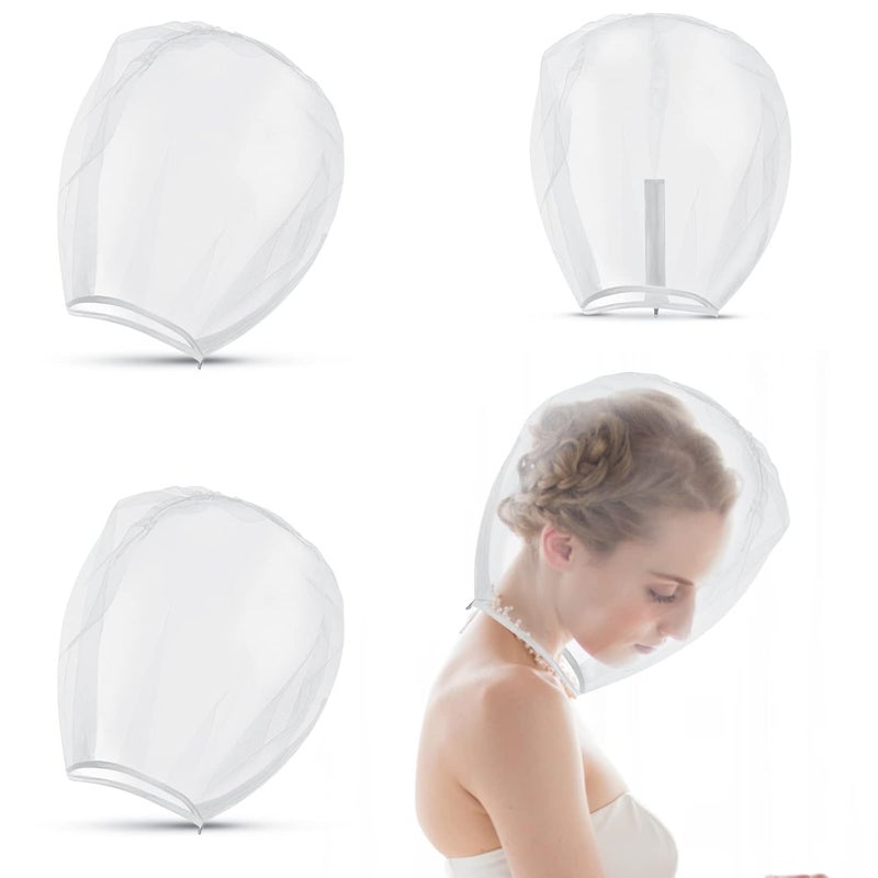 Flutesan 3 Pieces Makeup Protector Hood Nylon Chiffon Makeup Hood Zipper Closure Face Cover for Women Beauty WeddingsWhite