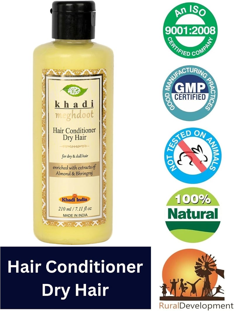Meghdoot Khadi Meghdoot Hair Conditioner Dry Hair 210ml for Dry and Dull Hair Enriched with Almond and Bhringraj (Pack of 2) - Image 2