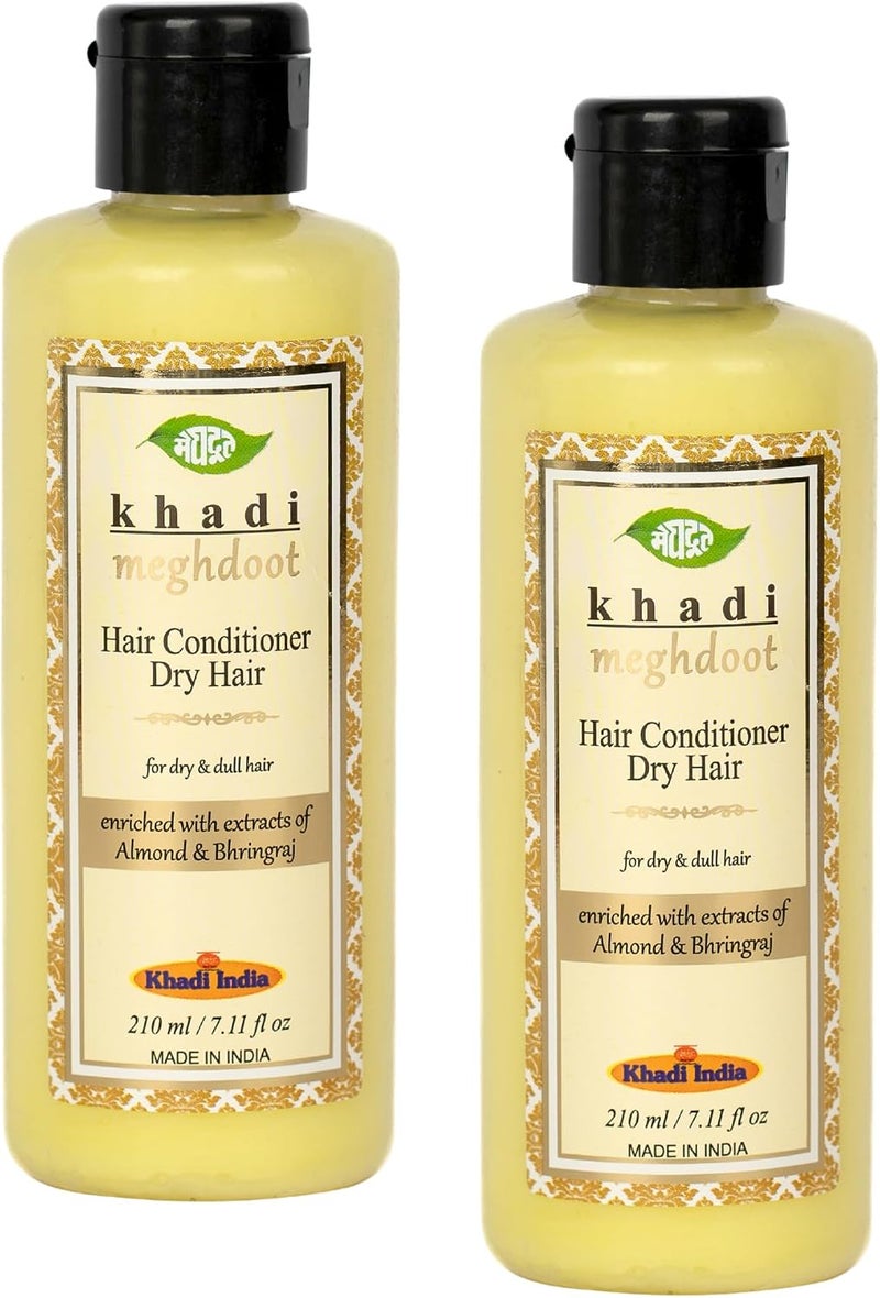 Meghdoot Khadi Meghdoot Hair Conditioner Dry Hair 210ml for Dry and Dull Hair Enriched with Almond and Bhringraj (Pack of 2) - Image 1