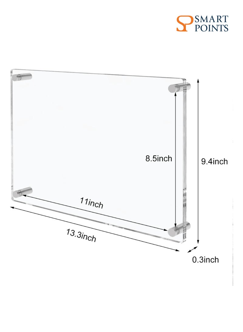 SMARTPOINTS A4 Wall Mounted Photo Frame for 21x29.7cm, Double Panel Clear Acrylic Picture/Certificate Frame  - Image 4