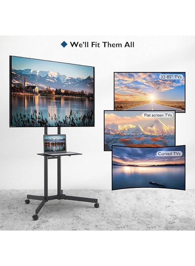 Universal Portable TV Stand – 32-85 Inch TV Cart with Wheels, Max Load 60kg, Adjustable Mount 600x400mm - Image 2