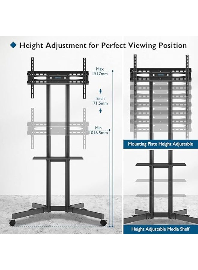 Universal Portable TV Stand – 32-85 Inch TV Cart with Wheels, Max Load 60kg, Adjustable Mount 600x400mm - Image 5