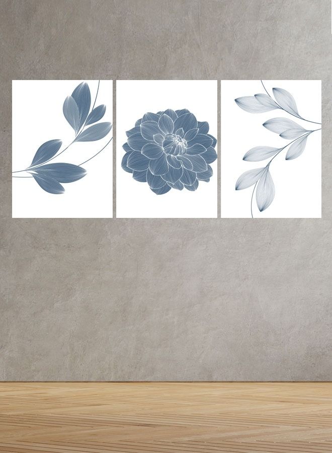ماركتنا لوحة جدارية فنية لتزين الحائط بتصميم ورود، ثلاث قطع مقاس120X60سم - Image 1