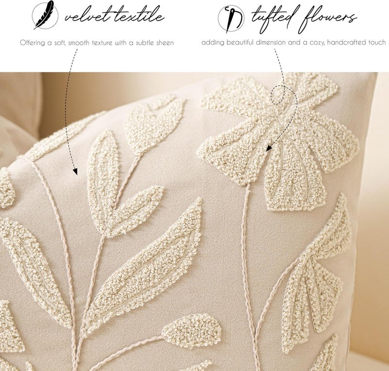 BlissBlush غطاء وسادة أسفل الظهر ، مقاس 14x36، بتصميم مستطيل وزخرفي، مزين بنقوش زهورية دقيقة، من الحرير، بلون بيج ورقي، مع نقوش زهورية ناعمة (الغطاء فقط). - Image 4