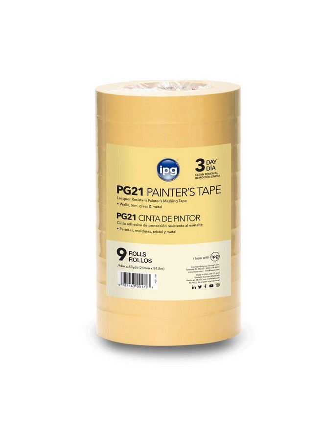 IPG PG21, Lacquer Resistant Masking Tape, 0.94" x 60 yd, Tan, (9-Pack) - Image 1