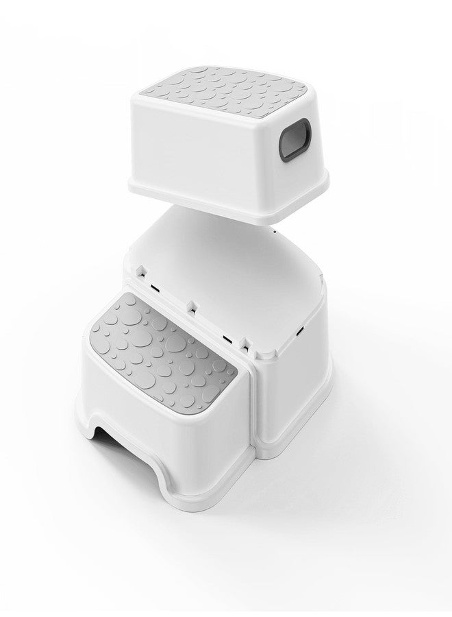MAPPLE CREATION 2 Step Stool for Kids -Toddler Step Stool for Bathroom Sink-Dual Height 9.5" Non-Slip for Potty Training, Kitchen, Bedroom & Classroom (White) - Image 3