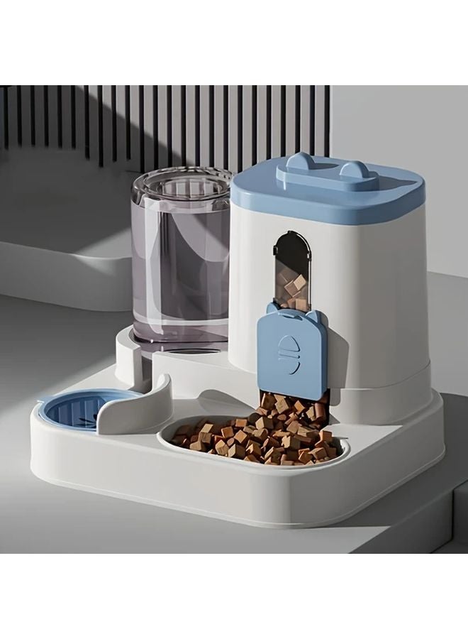 2 In 1 Automatic Cat Food And Water Dispenser No Electricity Needed Gravity Fed Blue - Image 1