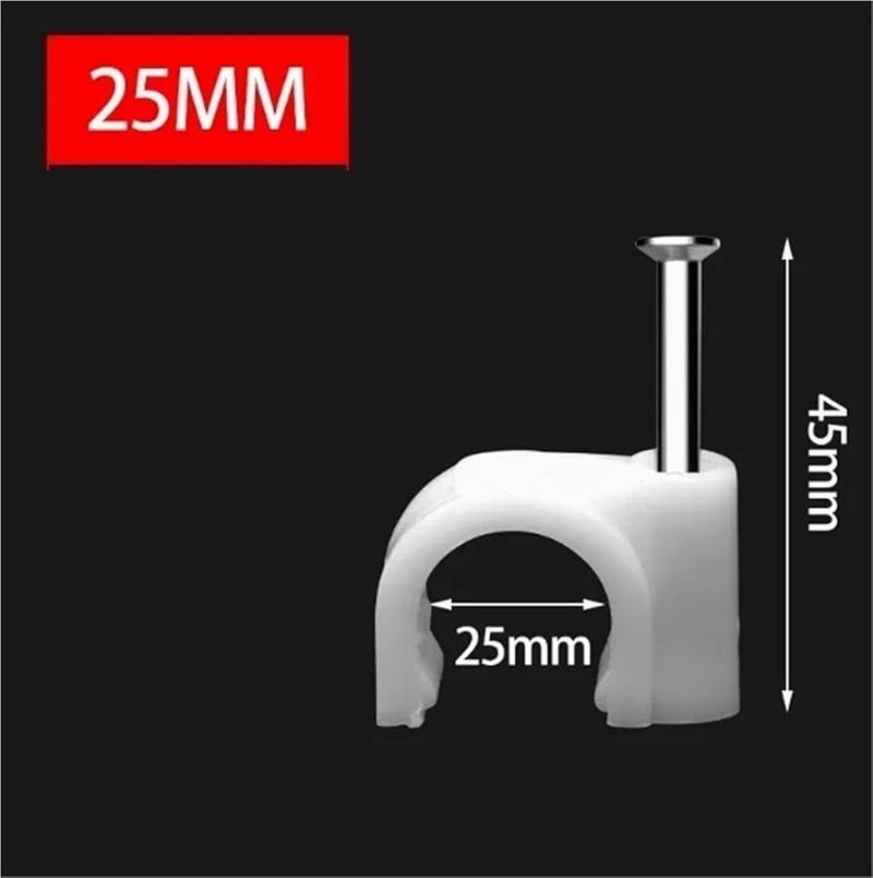 مشابك الكابلات 300 قطعة 25 مم مشبك دائري لتثبيت الأسلاك والأنابيب على الحائط لإدارة الكابلات - Image 3