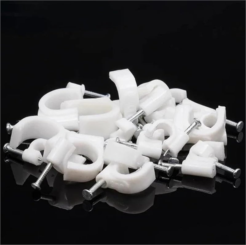 مشابك الكابلات 300 قطعة 25 مم مشبك دائري لتثبيت الأسلاك والأنابيب على الحائط لإدارة الكابلات - Image 5