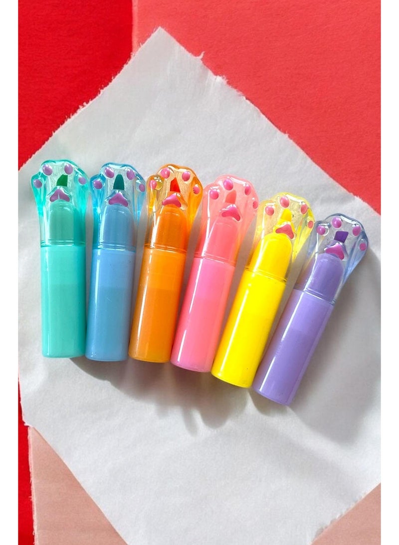 Pack of  Highlighter Set 6 Pens cat claw. - Image 1