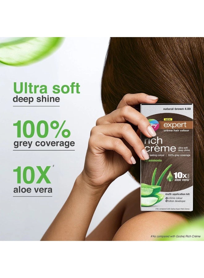 Godrej NEW expert - rich creme - with aloe vera - creme hair colour - natural brown 4 - creme colour 50g - lotion developer 50ml - Image 2