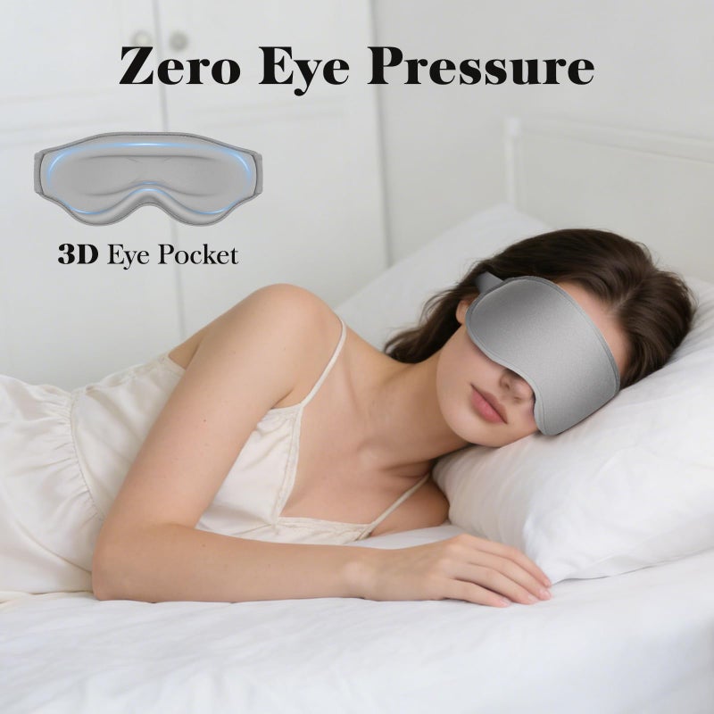 Fygrip 3D Eye Mask Sleep Mask for Men & Women, 100% Pressure-Free & Light Block-Out Eye Mask for Sleep with Easy Adjustable Strap, Night Eye Cover for Travel, Grey - Image 3