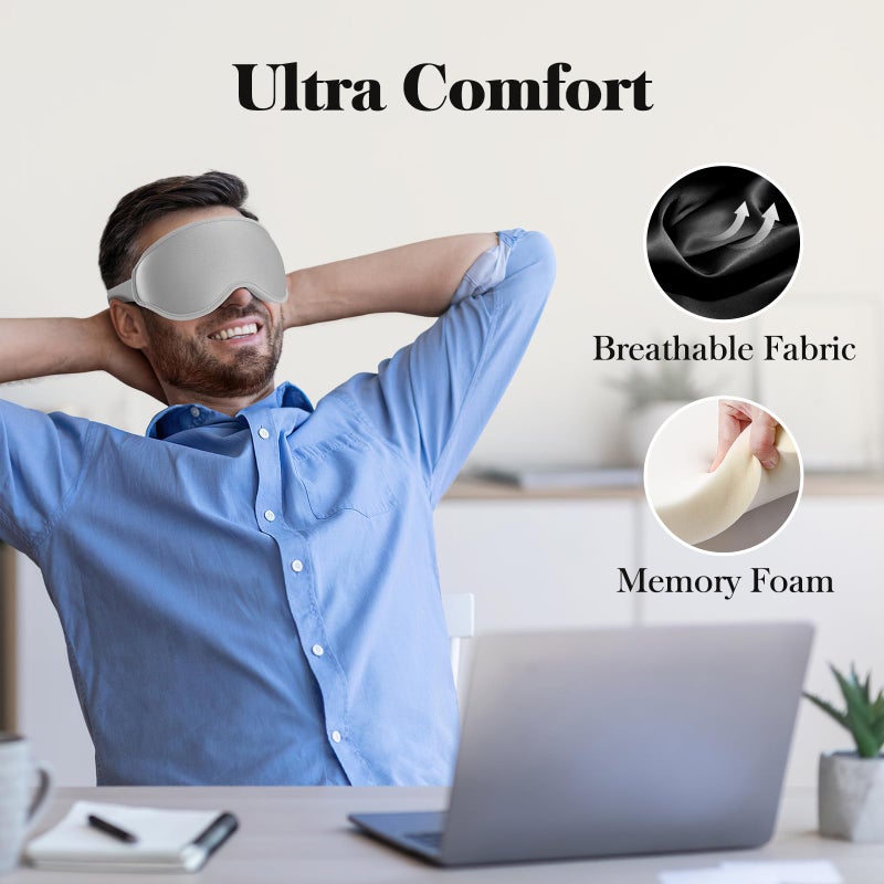 Fygrip 3D Eye Mask Sleep Mask for Men & Women, 100% Pressure-Free & Light Block-Out Eye Mask for Sleep with Easy Adjustable Strap, Night Eye Cover for Travel, Grey - Image 4