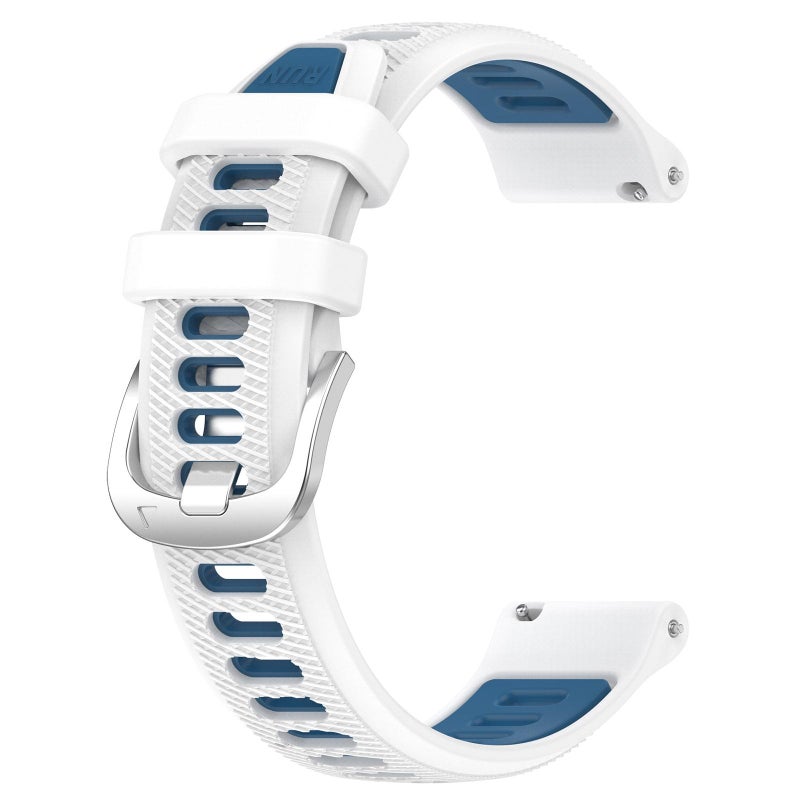 erorex For Garmin 20Mm Sports Two-Color Steel Buckle Silicone Watch Band(White+Blue) - Image 2