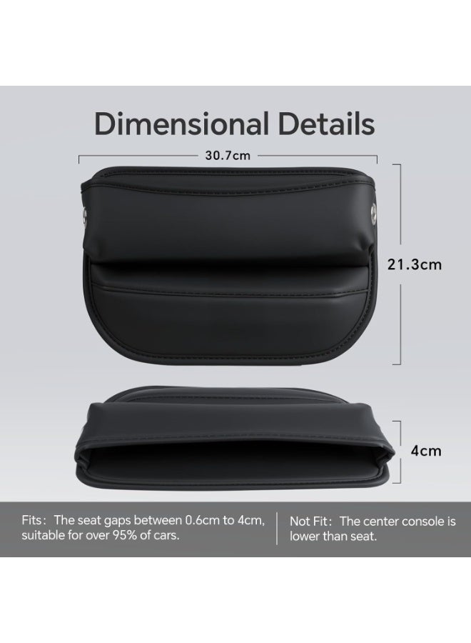 Baytion Car Seat Gap Organizer Multifunctional Car Seat Storage Box PU Leather Car Seat Gap Filler Universal Side Seat Space Organizer for Phones Money Cards Keys and Glasses (Black, 2PC) - Image 3
