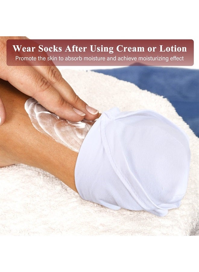 Satinior 14 Pairs Moisturizing Socks Lotion Overnight Spa Socks Dry Feet Cotton Cosmetics Socks Spa Moisturizing Enhancing Socks Spandex Sock for Women and Men Feet Care, White - Image 2