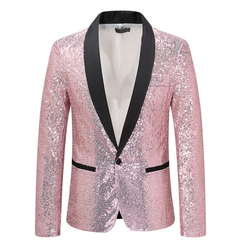 Sequined Personality Male Singer Dress Performance Golden Suit Jacket Host Nightclub Dj Clothing Studio Suit Male - Image 1