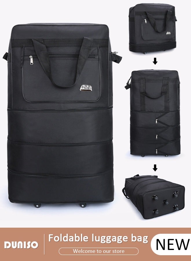 DUNISO Expandable Travel Luggage Bag for Men and Women, Foldable 3 Lays Waterproof Oxford Duffel Bag Suitcase with 5 Wheels, Lightweight Large Capacity Heavy Duty Spinner Carry-on Bag for Travel Business - Image 1