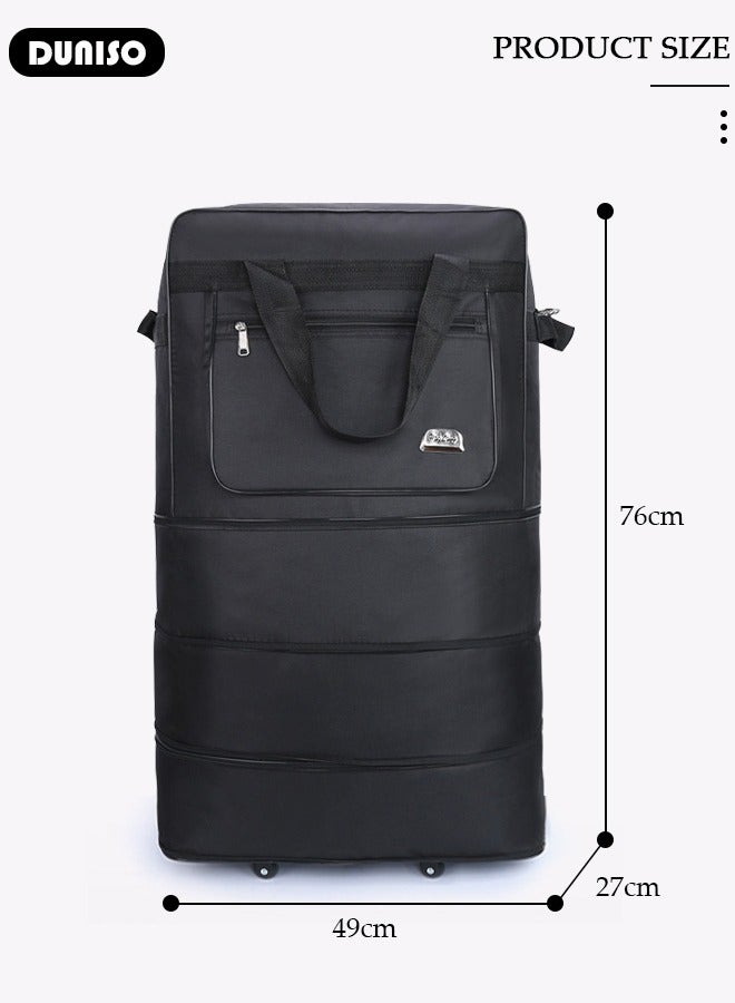 DUNISO Expandable Travel Luggage Bag for Men and Women, Foldable 3 Lays Waterproof Oxford Duffel Bag Suitcase with 5 Wheels, Lightweight Large Capacity Heavy Duty Spinner Carry-on Bag for Travel Business - Image 4