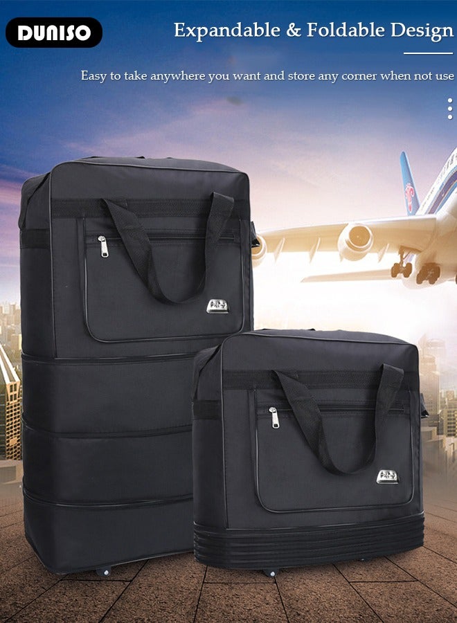 DUNISO Expandable Travel Luggage Bag for Men and Women, Foldable 3 Lays Waterproof Oxford Duffel Bag Suitcase with 5 Wheels, Lightweight Large Capacity Heavy Duty Spinner Carry-on Bag for Travel Business - Image 3