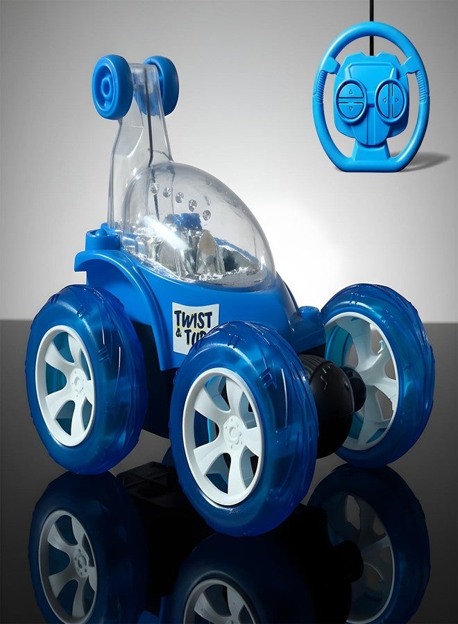 SMART BOY 360-Degree Rotational High Speed 5 Way Remote Controlled Stunt Car Toy Vehicle with 3D Lightning and Musical for Boys Girls Kids - Rechargeable with USB Charging Cable (9802 - Blue) - Image 1