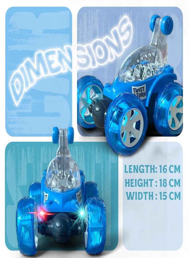 SMART BOY 360-Degree Rotational High Speed 5 Way Remote Controlled Stunt Car Toy Vehicle with 3D Lightning and Musical for Boys Girls Kids - Rechargeable with USB Charging Cable (9802 - Blue) - Image 2