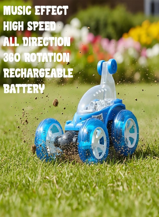 SMART BOY 360-Degree Rotational High Speed 5 Way Remote Controlled Stunt Car Toy Vehicle with 3D Lightning and Musical for Boys Girls Kids - Rechargeable with USB Charging Cable (9802 - Blue) - Image 5