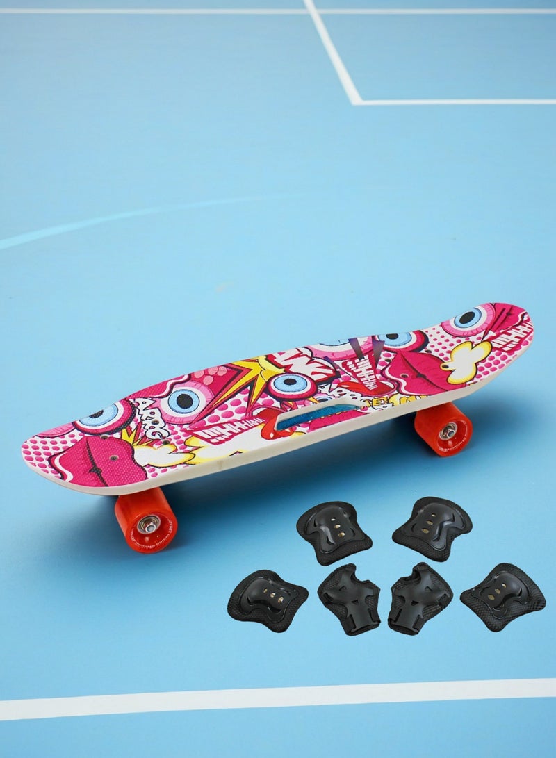 إيزي فيتشور لوح تزلج EASY FUTURE Penny Board للأطفال من سن 6 إلى 12 عامًا - لوح تزلج قصير كامل Cruiser Board للشباب والمراهقين والمبتدئين بما في ذلك مجموعة معدات الحماية - Image 1
