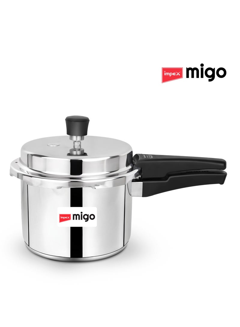 إمبكس قدر ضغط ستانلس ستيل Migo سعة 3 لتر – Migo IFC 3 SS | قاعدة متوافقة مع الحث الحراري | تصميم بغطاء خارجي | متوافق مع مواقد الغاز وأجهزة الحث الحراري | IFC 3SS - Image 2