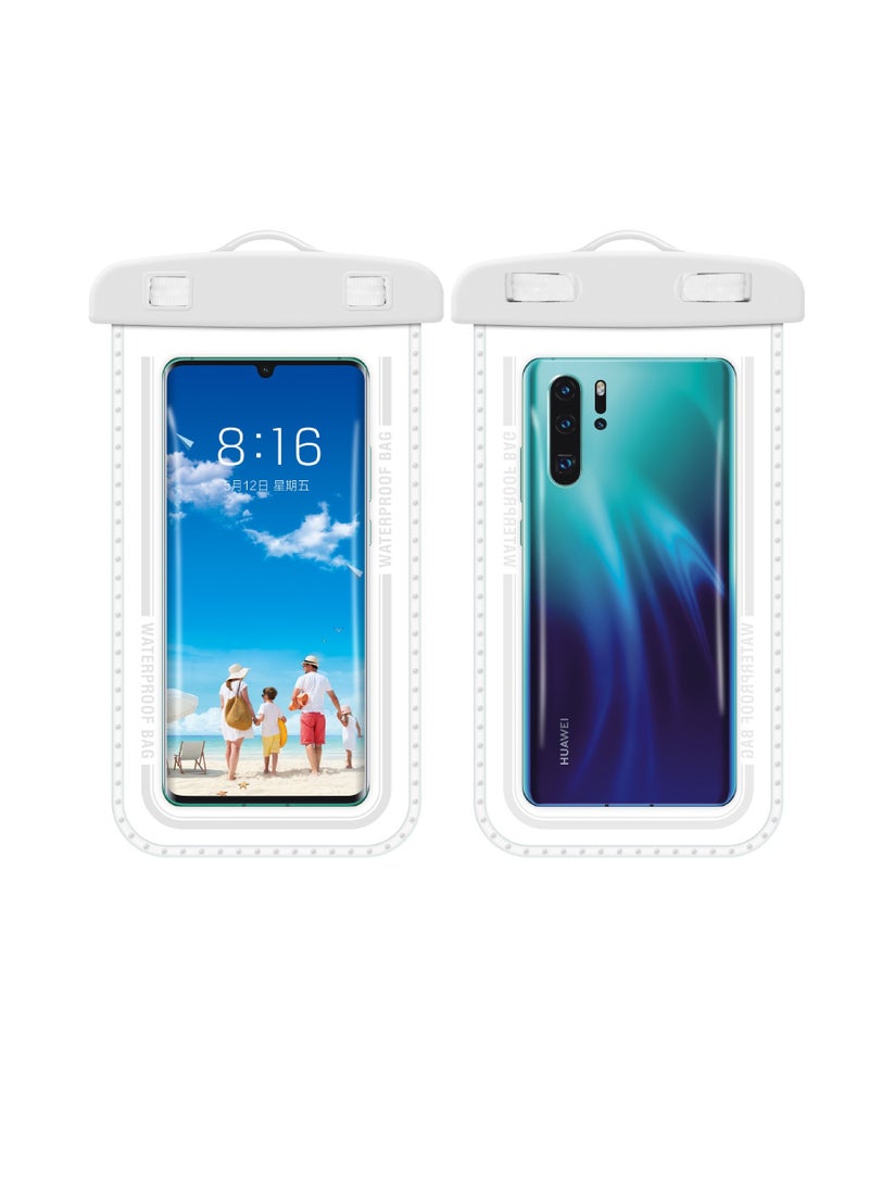 Generic 2-Pack Waterproof Phone Case Pouch Dry Bag, IPX8 Certified 30M Underwater Universal Swimming Dry Bag, Touch-Sensitive Protector for Phones up to 7.2'' - Compatible with iPhone 16/15/Samsung, Underwater Phone Protector Pouch for Beach/Diving/Water Park/Snorkeling（D7-2,White） - Image 1