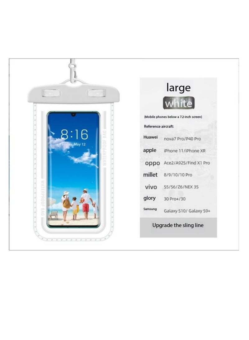 Generic 2-Pack Waterproof Phone Case Pouch Dry Bag, IPX8 Certified 30M Underwater Universal Swimming Dry Bag, Touch-Sensitive Protector for Phones up to 7.2'' - Compatible with iPhone 16/15/Samsung, Underwater Phone Protector Pouch for Beach/Diving/Water Park/Snorkeling（D7-2,White） - Image 2