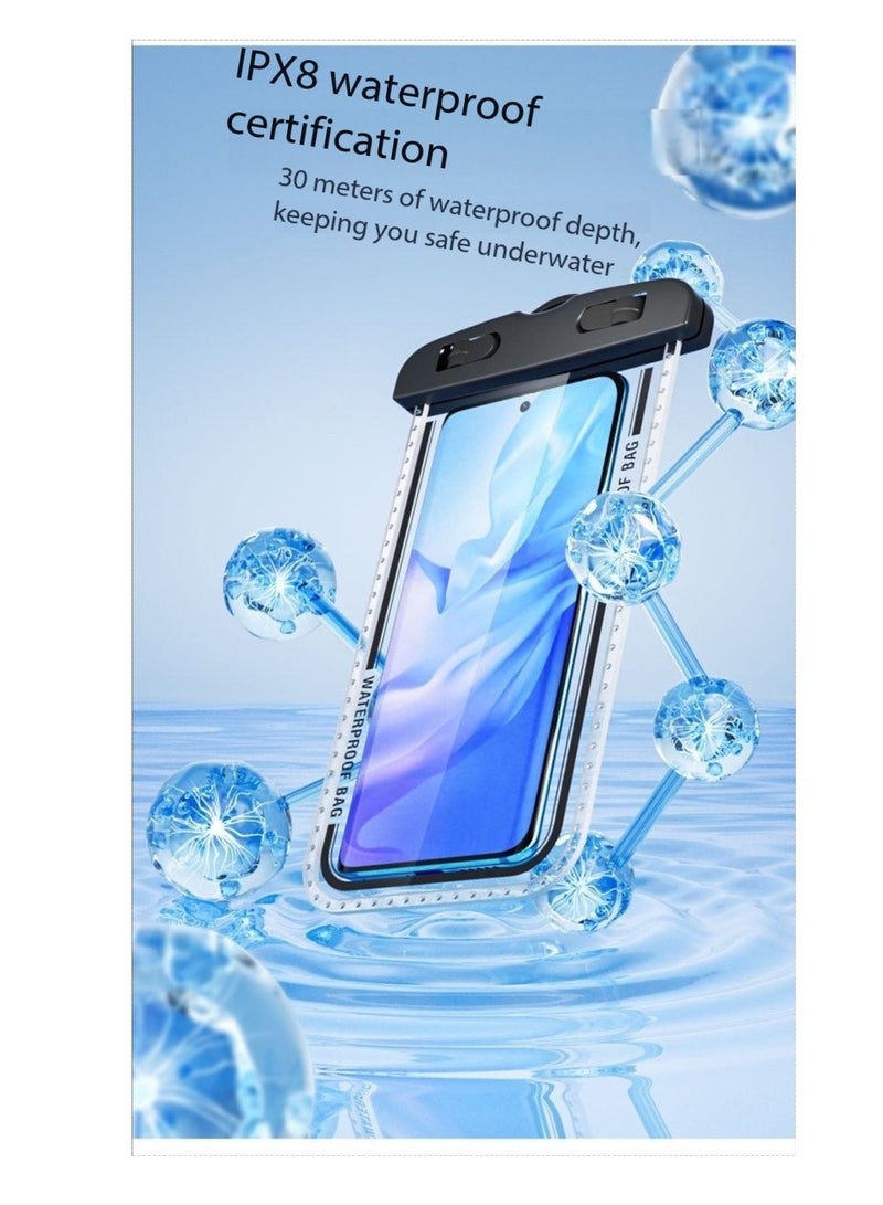Generic 2-Pack Waterproof Phone Case Pouch Dry Bag, IPX8 Certified 30M Underwater Universal Swimming Dry Bag, Touch-Sensitive Protector for Phones up to 7.2'' - Compatible with iPhone 16/15/Samsung, Underwater Phone Protector Pouch for Beach/Diving/Water Park/Snorkeling（D7-2,White） - Image 3