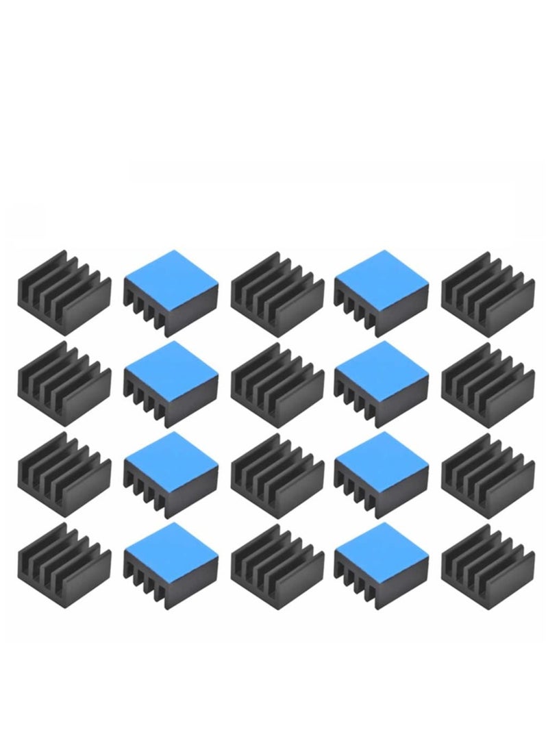 KASTWAVE 20PCS Black Aluminum Heat Sink with Thermal Conductive Adhesive Tape, 9×9×5mm Heatsink Cooler for Cooling VRM GPU Stepper Driver MOSFET VRam Regulators - Image 1