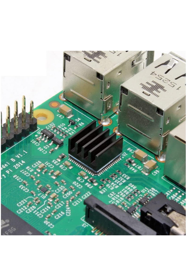 KASTWAVE 20PCS Black Aluminum Heat Sink with Thermal Conductive Adhesive Tape, 9×9×5mm Heatsink Cooler for Cooling VRM GPU Stepper Driver MOSFET VRam Regulators - Image 4