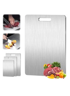 Beauenty Titanium Cutting Board,Stainless Steel Double Sided Food-Grade Worktop Chopping Board With Hanging Hole,Non Stick Heavy Duty Metal Cutting Mat for Meat Vegetable Fruit Kitchen Home-M(23*34cm)  - Image 1