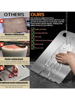 Beauenty Titanium Cutting Board,Stainless Steel Double Sided Food-Grade Worktop Chopping Board With Hanging Hole,Non Stick Heavy Duty Metal Cutting Mat for Meat Vegetable Fruit Kitchen Home-M(23*34cm)  - Image 2