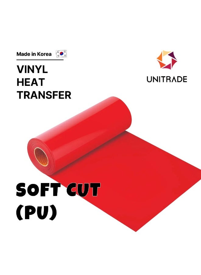 UNITRADE® Soft Cut (PU) Red Heat Transfer Vinyl Roll - 51cm x 25m / Compatible with Cricut, Silhouette, Professional Cutters / CPSIA Certified / Made in Korea - Image 1