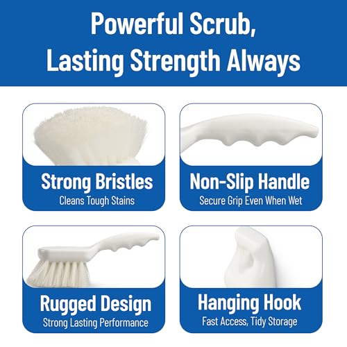 SPARTA 3662000 Flo-Pac Plastic Handle Utility Scrub Brush, Nylon Bristles, 2" Bristle Trim, 8" Length, White, 1 Count (Pack of 1) - Image 4