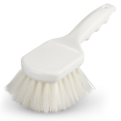 SPARTA 3662000 Flo-Pac Plastic Handle Utility Scrub Brush, Nylon Bristles, 2" Bristle Trim, 8" Length, White, 1 Count (Pack of 1) - Image 1