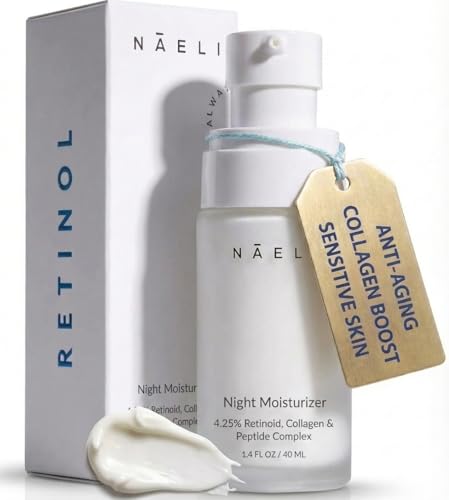 NAELI Retinoid Cream - 4.25% Retinol Night Moisturizer for Face & Neck with Collagen, Peptides & Hyaluronic Acid - Anti Aging Wrinkle Cream, Improves Skin Tone & Texture, 1.4 oz - Image 1