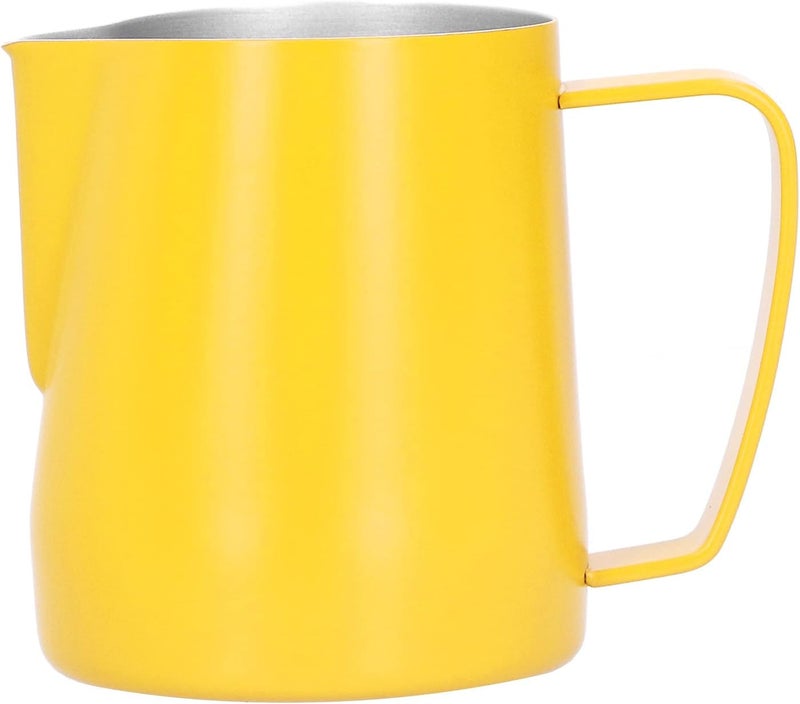 304 Stainless Steel Frothing Pitcher, Yellow Milk Cup with Garland Design for Coffee Art Making, Milk, Water, Coffee (350ml) - Image 3